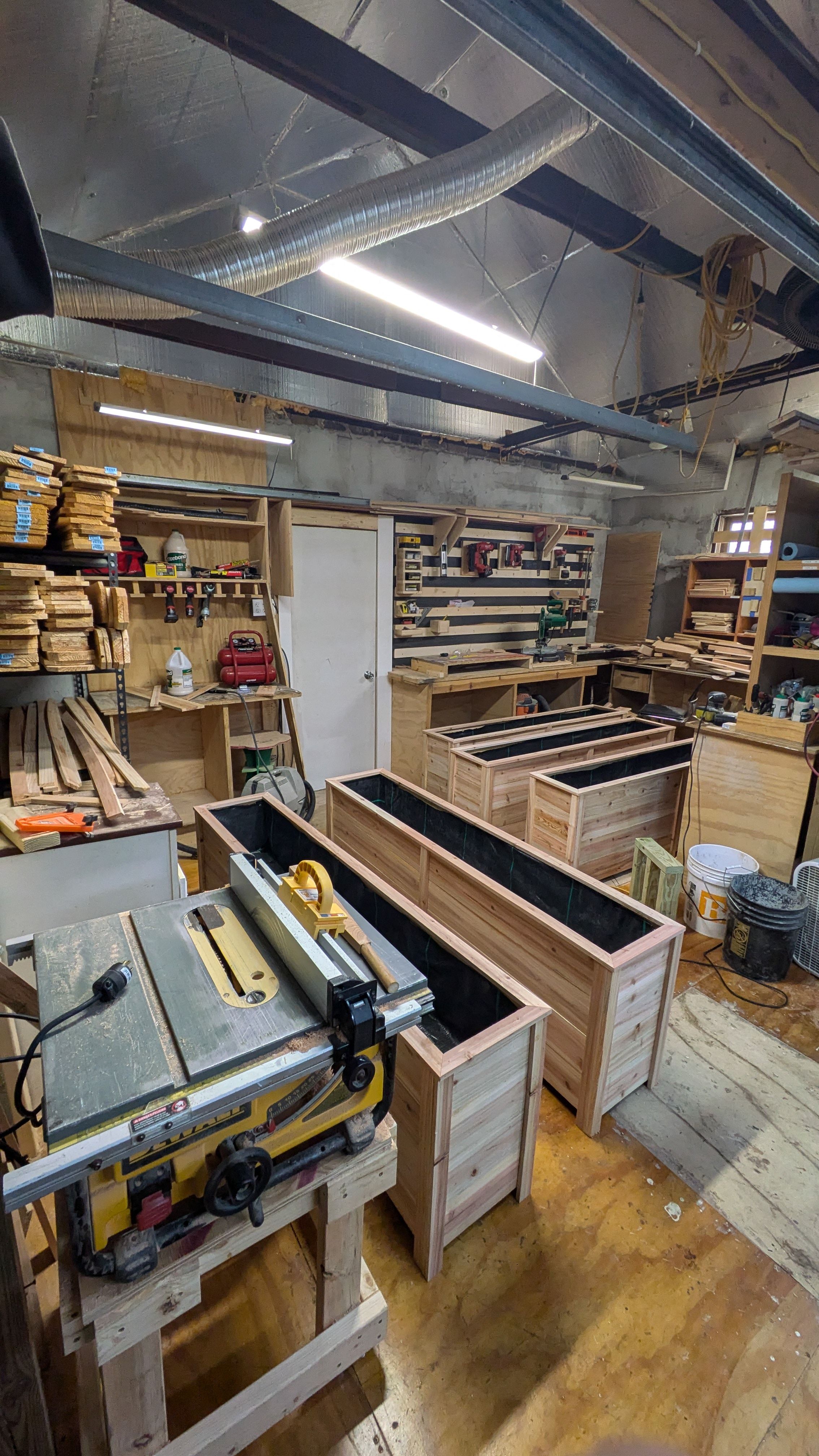 A large order of 6ft planters in the shop